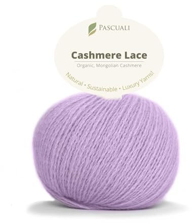 PASCUALI | Bio Cashmere Lace. Strickwolle aus 100% Kaschmirwolle Wolle zum Stricken und Häkeln, 1 Knäuel - 25g - Farbe: Flieder 62