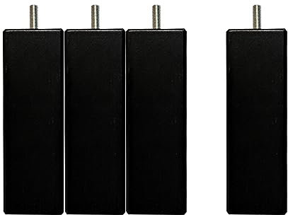 BELLECOUR Lot de 4 Pieds de Lit en Bois Certifié PEFC et Made in France Literie | Couleur Noir | Design Carré | Hauteur 10 cm | Tige Filetée Standard 8 mm | Compatible avec la majorité des sommiers