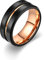 KnBoB 8MM Eheringe Edelstahl Herren Ring Schwarz Rosegold Matt mit Rille Schmuck Trauringe Größe 57 (18.1)