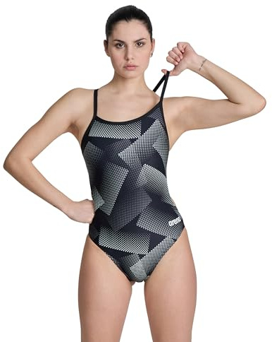 ARENA Mädchen Performance Girls' Halftone Team Print Challenge Back Youth Bathing Swimsuit Badeanzug (1er Pack)