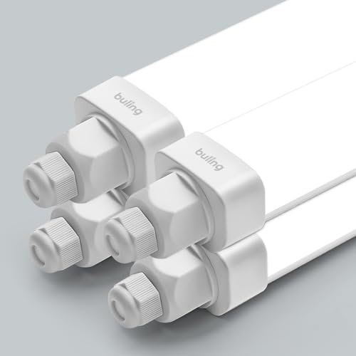 4er Feuchtraumleuchte Led 60cm, Buling 18W 1800LM 4000K LED Wannenleuchte, Verknüpfbar Led Kellerleuchte, Wasserfest IP65 Werkstattlampe Feuchtraum Deckenleuchte Röhre für Garage Büro Warenhaus Keller