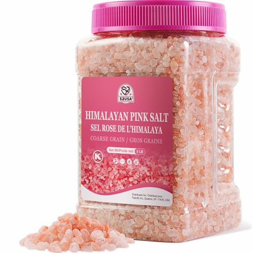 52usa Sel rose de l'Himalaya à gros grains, pot en plastique – 2,3 kg pour recharge de broyeurs