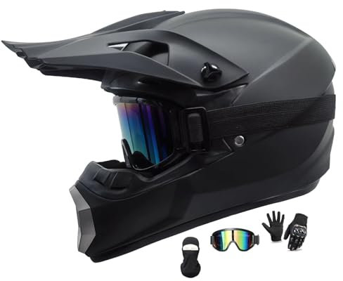 Motocross Helm Fullface MTB Jugend Motorradhelme, Downhill Motorradhelm Kinder, Herren ATV Motorradhelm, Für Mountainbike ATV BMX Downhill Offroad, mit Handschuhe Brille