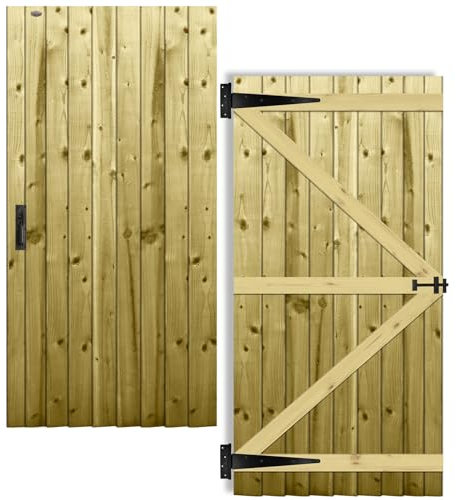 H.6ft (180cm) x W.3ft (90cm) Pressure-Treated (Tanalised) Pedestrian Garden Gate Flat Overlapping Feather Edge Boards on a Semi-Braced Timber Frame Professional Suffolk Latch Hing Pack Included