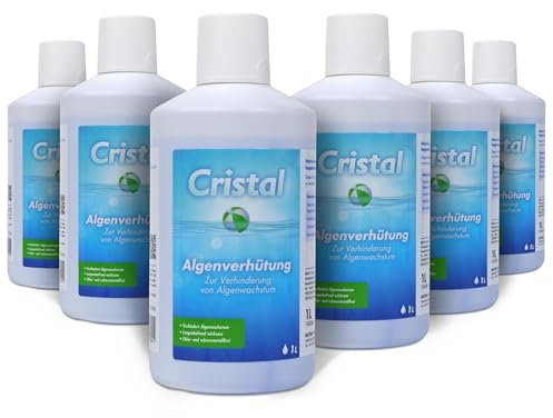 Cristal Pool Algenvernichter - Hochwirksames Algizid für kristallklares Wasser - 6 Liter - Verhindert Algenwachstum & schützt vor Verfärbungen