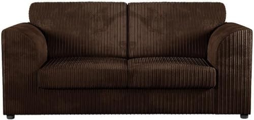Bliss Furniture’s Jumbo Cord High Back 3-Seater Sofa | Elegant High Back 3 Seater Sofa in Soft Cord Fabric: Redesign Your Living Room for Superior Comfort and Style (Brown, 3 Seater)