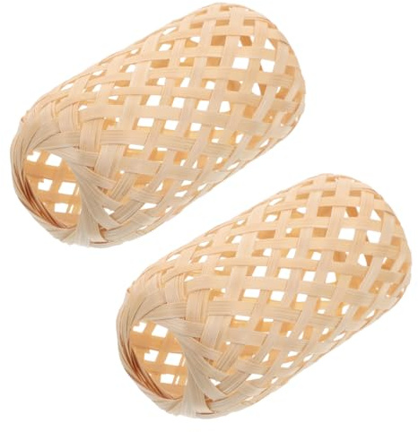 VICASKY 2 Stück Mini Bambus Hängelampe Handgefertigter Laternen Lampenschirm für Puppenhaus Dekoration Elegantes Gewebtes Design Durchmesser Höhe