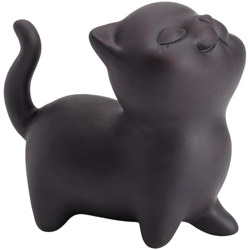 Licsaliwe Tea Pet Cat Statue, Lila Ton Luck