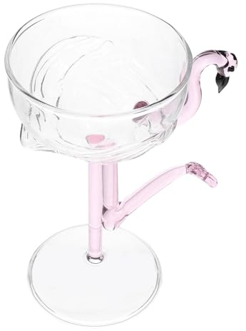 VICASKY Flamingo Cocktailbecher Weinglas 180ml aus Glas Kreatives Praktischer und Wiederverwendbarer mit Einfachem Transparentem Design für Zuhause und Party