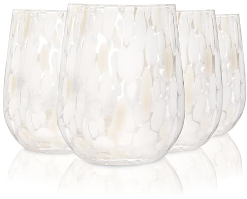 Sänger Trinkgläser Set Curacao 4-teiliges Gläser Set für 4 Personen | aus Glas, Wasserglas, Weiß Beige, elegantes Design, Alltag, Familienessen, Büro, Outdoor Saftgläser Set 320 ml