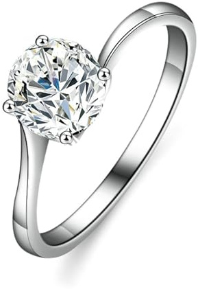 Ayoiow Solitär Brilliant Verlobungsringe für Damen mit 1ct Laborgezüchteter Diamant, Ring Damen Platin 18, Platin Größe 53 (16.9)