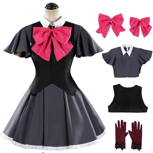 Kolegrial Hoshino Rubii Kostüm Damen Cosplay Anime Oshi no ko 3 Idol Bühnenshow Uniform Set Kleid und Weste Tiara Fliege Handschuhe für Karneval Halloween Party Maskerade Fancy Rollenspiel Verkleidung