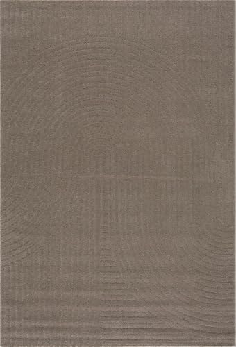 VIMODA Kurzflor Teppich Wohnzimmer – Moderner Design Teppich mit Struktur, weich, pflegeleicht, in Creme, Beige & Taupe,Maße:160x230 cm;Farbe:140T