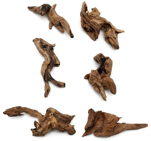 RzuoQnt 6-Teiliges Aquarium Treibholz Set, Echtholz Aquarium Wurzel (5-15 cm), Vorbehandeltes Aquarium Holz für Aquascaping und Terrarium Dekoration