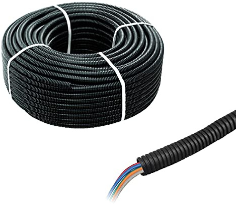 Tubo Corrugato Nero Per Cavi Con Tirafilo Diam.20mm. Rotolo 25 Mt.