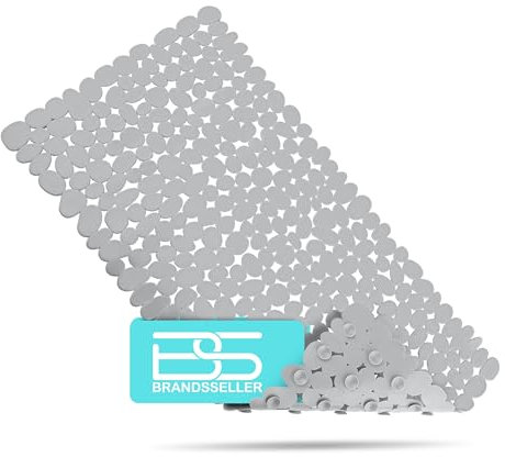 BRANDSSELLER-Alfombra de Baño Antideslizante en Efecto Piedra con Ventusa Gris 70x35cm