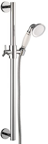PaulGurkes Aufputz Brausegarnitur mit Handbrause aus Messing Duschstange Nostalgie Retro