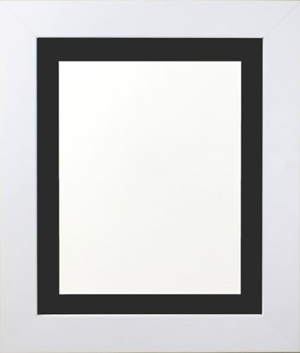 FRAMES BY POST Metro White Picture Photo Frame with Black Mount 60 x 80cm For Pic Size 50 x 70cm (Plastic Glass)