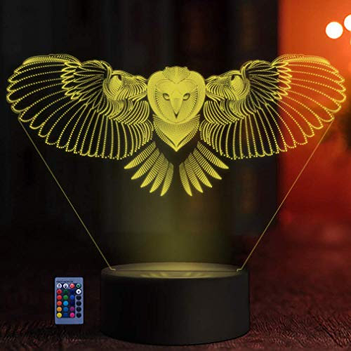 HPBN8 Ltd 3D Eule Lampe 7/16 Farbwechsel Fernbedienung Berühren LED Schreibtisch-Nacht licht mit USB-Kabel Kinder Weihnachten Geburtstagsgeschenke