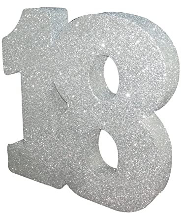 Creative Party-Number Decorazione da tavolo in argento con numero 18, 1 pezzo, 20 cm, H113