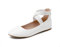 DREAM PAIRS Women's Sole_Stretchy White/PU Elastic Ankle Straps Ballet Flats Shoes Size 9 US/ 7 UK
