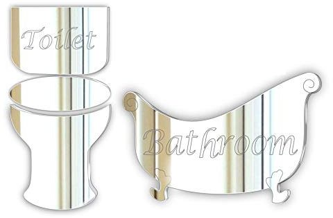 Mirrors-Interiors DOOR PLAQUE- Etched Bathroom & Etched Toilet