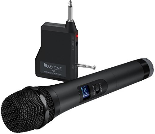 Microphone sans fil Fifine - Système de micro dynamique sans fil pour soirées karaoké et fêtes à la maison pour s'amuser sur la table de mixage, système de sonorisation, haut-parleurs - K025
