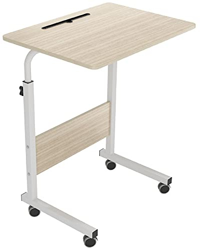 DlandHome Laptop-Ständer, verstellbar, 60 x 40 cm, Computer-Stehpult, mit Rollen, tragbarer Beistelltisch für Bett, Sofa, Krankenhaus, Lesen, Essen, MAPE + Tablet-Steckplatz
