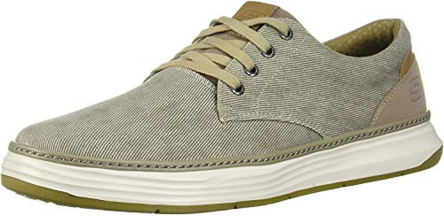 Skechers Ederson Men's Moreno Canvas Oxford Shoe, Khaki, 7 UK