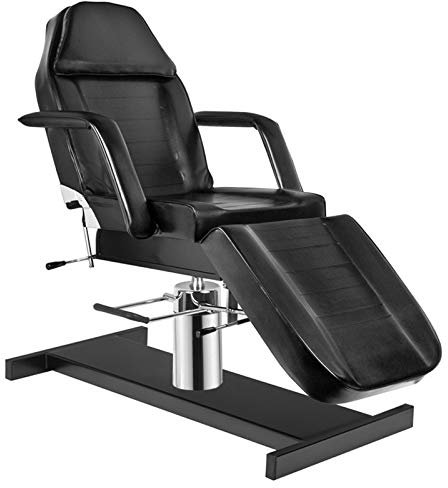 Activeshop Basic 210A Hydraulische Kosmetikliege Massageliege Massagetisch Massagestuhl Schwarz bis 200 kg belastbar Premium-PU-Leder 180 x 63 x 64-80 cm (L x W x H)