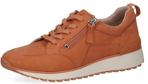 CAPRICE Damen Sneaker flach aus Leder mit Reißverschluss, Orange (Orange Suede), 42 EU