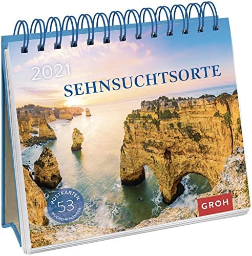 Sehnsuchtsorte 2021: Postkarten-Kalender mit Wochenkalendarium zum Aufstellen