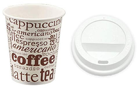 TELEVASO - 1000 uds - Vaso de cartón para café Vending + Tapa Traveler - Capacidad de 200 ml (7 oz) - Ideal para Bebidas Calientes como café, té, Leche, infusiones