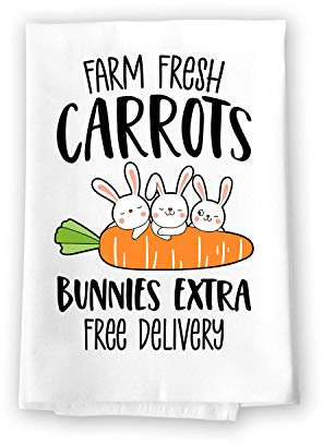 Honey Dew Gifts, Fresh Farm Karotten Bunnies Extra Häschen Küchentücher für Ostern Saugfähige Mehlsack Schale und Hand Baumwolltuch 10527