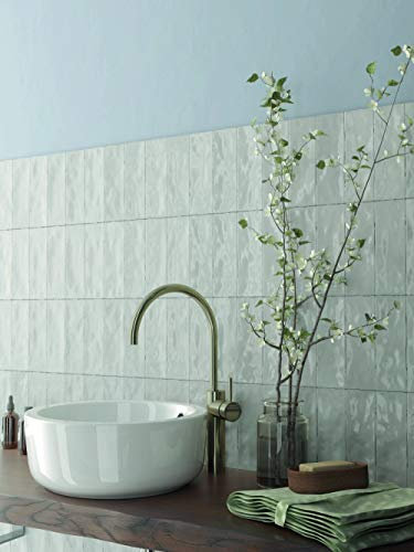 Atlas Ceramics - Porcelain Gloss Tile - Versatile Laying Options - Bathroom & Shower Wall - Kitchen or Bathroom Splashback - Traditional Art - Nolita White 2.5 in X 7.8 in