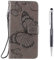 Grandoin Kompatible mit LG K50S Hülle, Handyhülle im Brieftasche-Stil Handytasche PU Leder Flip Cover Schmetterling Muster Design Premium Book Case Schutzhülle Etui Case (Grau)