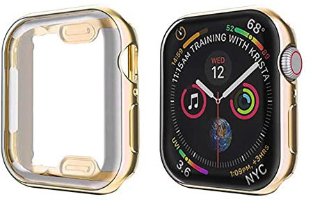 Case Hülle mit Displayschutz Kompatibel mit Apple Watch Series 7 41mm, TPU Rundum Schutzhülle Ultradünne Weiche Schutz Case für iWatch Series 7 41mm - Gold