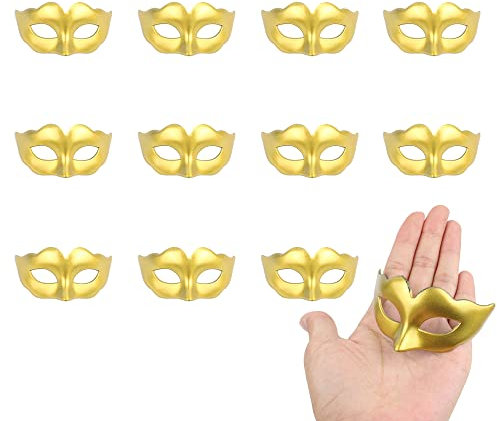 Quligeta Mini-Maskenmasken, Partydekorationen, Mardi Gras, kleine venezianische geschnitzte Maske, Dekoration, 24 Stück (Gold)