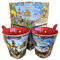 Tasse SICILIA, Kaffeetasse aus Keramik mit / Löffel, dekorierte Tasse, Tasse Souvenir, C/Decorro Druck Scilia, 7 cm-H, Fassungsvermögen 70 ml.