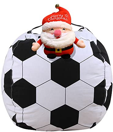 Highdi Bean Bag No Filler, Sports Balls Print Gaming Beanbag Chair Cover for Adult Kids Without Filling Highback Comfortable Lazy Sofa Beanbag Soft Toy Storage Bean Bag Seat (Football,18 inch)