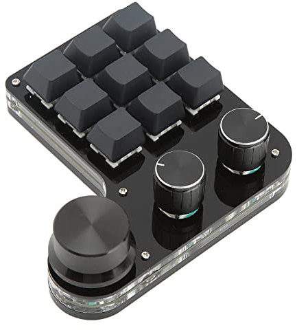 Gaming Tastatur mit 9 Tasten, Programmierbare Einhand Tastaturen mit RGB Hintergrundbeleuchtung und 3 Knöpfen, Nur für Fenster Kompatibel, Einfach zu Bedienen