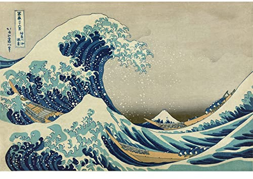 Bristlegrass Wooden Jigsaw Puzzles for Adults 1000 Pieces Japanese Ukiyo-e Katsushika Hokusaii Great Wave Off Kanagawa Toys Gifts Art Collectibles Decorative Painting Puzzles (1000 pcs)