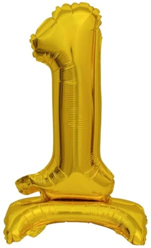 Stehballon * Zahl 1 - Goldfarben * als Deko für Geburtstag und Party | 38cm, für Luft | Zahlen Kindergeburtstag Partydeko Ballon Luftballon