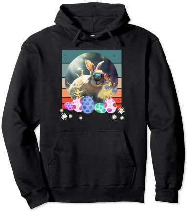 Lustiger Osterhase, Hase mit Ostereiern, Oster Pullover Hoodie