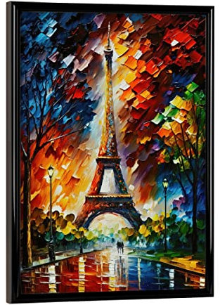 artboxONE Poster mit schwarzem Rahmen 18x13 cm Städte/Paris Eifelturm im Buntem Paris - Bild Paris