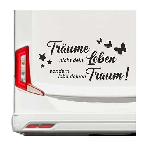 KLEBEKÖNIG Aufkleber Träume nicht dein Leben - Sticker Autoaufkleber Scheibenaufkleber Motorradaufkleber Meer Camping - 3 Größen (50cm x 24cm)