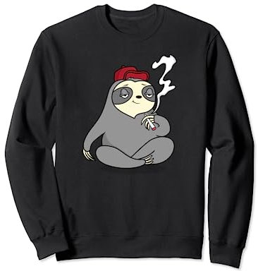 lustige Kiffer Zubehör Marihuana Gras Weed Faultier Cannabis Sweatshirt