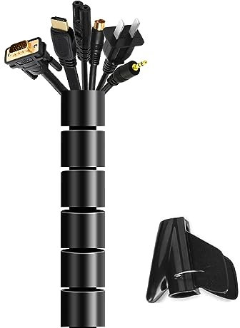 kabelschlauch 22 mm Durchmesser - 3 m Länge Kabelkanal Kabelschutz für Büro und Heim TV/PC/Audio, kann für Kabelmanagement oder zum Verstecken von Kabeln verwendet Werden, schwarzer