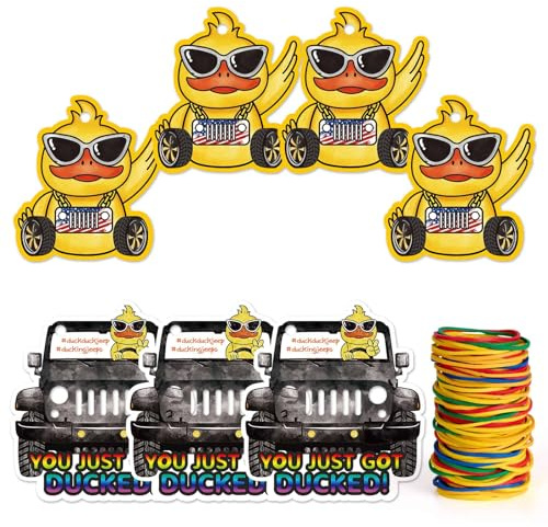 WERNNSAI 60 Pcs Duck Jeep Tags Duck Ducking Game Card - You JUST GOT DUCKED Jeep Tags Duck Tag Kits with Round Hole for Jeep Car SUV