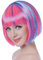 TrendandStylez Bob Perücke Pebbles, neon pink, Regenbogen, für Damen und Herren, buntes Kostüm Accessoire, für Party, Karneval, CSD